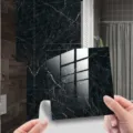 Black marble tile sticker waterproof self-adhesive wall floor decor peel and stick tile - DLS004 / 10 Pieces