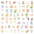 Schattige aquarel dieren stickers, waterdichte stickers voor dagboek, telefoonhoesje en notebook. - Schattige Dieren A