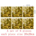 Autocollants de carrelage mosaique 3D dore etanche decoration murale lot de 6 20x20cm - MSC041-20cm Paquet de 6 Pièces