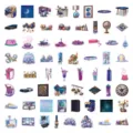 60 Pcs Adesivi Colorati Casa Cartoon Impermeabili per Laptop e Diario Notebooks - Casa Colorata A