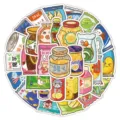 Adhesifs mignons de snacks de dessin anime 60 pcs etanche decoratif pour telephone - 60 Pièces/Paquet
