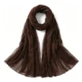 Close-up of brown crinkled cotton linen breathable scarf fabric detail and texture presentation. - 2#