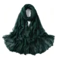 Écharpe unie vert foncé légère et froissée respirante foulard de mode pour femme - 18#
