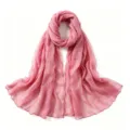 Rose uni léger coton lin froissé écharpe respirante printemps automne châle pour femmes - Code 29