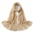 Femme léger couleur unie froissé coton lin foulard respirant printemps automne châle - 11#