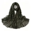 Foulard léger froissé vert foncé, écharpe en lin et coton respirante pour le printemps. - 12#