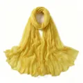 Écharpe froissée en coton lin jaune, foulard femme respirant léger pour printemps automne. - 22#