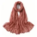 Écharpe femme en coton lin froissé unie légère et respirante pour printemps - Code 27