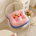 Pink Gingham Cat Face Chair Cushion Cute Korean Style Student Seat Pad Soft Floor Mat - Bear Ear Cute - Red Plaid