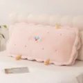 Cute pink biscuit plush bedside cushion, soft cartoon decorative pillow for bedroom decor. - 80cm / Biscuit Pink