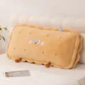 Cute biscuit plush bed backrest pillow soft cushion for bedroom tatami waist support cozy decor - 80cm / Biscuit Brown