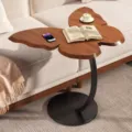 Butterfly wooden side table small coffee table for living room sofa bedside use decor - Walnut Color