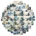 60pz adesivi di paesaggio con inchiostro cinese tradizionale adesivi decorativi impermeabili - 60 Fogli Pittura Paesaggistica a Inchiostro Cinese / 60 Pezzi/Confezione