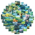 Ein Set aus ästhetischen Anime-Landschaftsaufklebern, ideal für Tagebücher und Handyhüllen. - 60 Blatt Heilende Landschaft / 60 Stück/Packung