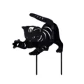 Dettaglio picchetto da giardino gatto nero in acrilico, arte sagoma per prato esterno. - Stile F / Nero