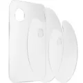 Clear acrylic paint palette detail view, transparent art drawing tool with thumb hole. - Three-Piece Set