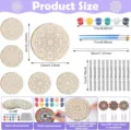Kit fai da te per campanello a vento in legno con dischi mandala da dipingere, colori e pennelli. - Kit Campanello Vento Fette Legno Mandala