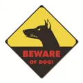 Vintage metal sign beware of dog warning plaque for garden and yard wall decoration - 7312