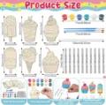 Kit pittura per campanello eolico in legno fai da te con gelato cupcake, colori e pennelli. - Kit Campanello Vento Fette Legno Gelato