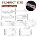 Detailed size chart of acrylic fabric pleating tools featuring 9 distinct styles and dimensions. - Round Transparent Set