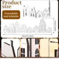 Holz faltbare Weihnachtsdorf Dekoration Detailansicht, weiße Winter Häuser Set Neu. - Stil A