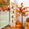 Panneau de porche vertical en bois avec feuilles d'automne et citrouilles pour décor saisonnier. - Lot de 3 / Citrouille Action de Grâce (Style 1)