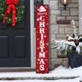Panneau de porche vertical de Noël en bois décoration de porte d'entrée rustique vacances - Lot de 3 / Père Noël Festif (Style 19)