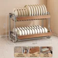 2-tier stainless steel dish drying rack kitchen countertop tableware storage organizer shelf. - Retro 2-Tier Main Rack