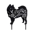 Acrylic dog garden stake detail, black hollow floral silhouette yard art lawn ornament. - Letter A
