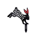Acrylic jumping rabbit garden stake with polka dot hollow design and red ears detail. - Style D