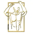 Gold 3D acrylic mirror wall sticker, abstract muscular man design for modern home decor. - S / Gold