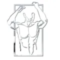 Detailed view of 3D acrylic mirror wall sticker featuring a muscular fitness male body outline. - S / Silver