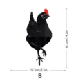 Detailed view of the black acrylic rooster yard art showing clear dimensions and design. - Style B