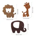 Wooden animal wall stickers set, cartoon lion, giraffe and elephant decor for kids bedroom. - MZ136: ABC Combination Set / With Double Sided Tape