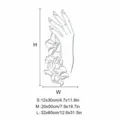 Size chart detail of 3d acrylic mirror wall sticker with geometric hand and flower design. - Size S / Silver