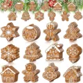 Weihnacht Holz Hängeornamente Lebkuchenmann Anhänger Set für Baum Party Dekoration - 12-teiliges Set / Weihnachts-Lebkuchenmann