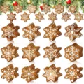 Weihnachten Holz Schneeflocke Lebkuchen Ornament Hängende Anhänger für Baum Party Dekoration - 12-teiliges Set / Weihnachtsschneeflocken