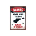 Vintage metal warning sign, funny dog and gun design wall decor, retro tin sign variant. - 30*20 / C041