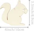Unfinished wooden squirrel blank cutout ornament with hanging hole for DIY craft party decor. - Acorn Squirrel