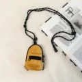 Bolso mini mochila amarillo cuello monedero estuche auriculares bolso cruzado elegante - Marrón