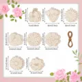 Holzblumen Form DIY Bastelarbeiten Set aus 16 Stück, Naturholz Farbe für handgefertigte Accessoires. - 80 Blumen Teile + Seil