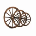 Rustikales Holzwagenrad Wanddeko Set mit Maßen 30cm 25cm 20cm für Vintage Heimdekoration. - 30x30x0,5cm / Naturholzrad mit Hanfseil