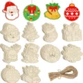 Unbehandelte Holz Weihnachtsschmuck DIY Handwerk Holzscheiben mit Kordel für Fest - 80 Hölzerne Weihnachtsornamente