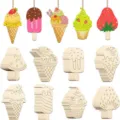 Formes de creme glacee en bois DIY artisanat non peint peint decoration a suspendre - 80 Pièces Crème Glacée + Corde