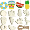 Ensemble de décorations suspendues en bois d'été bricolage pour fête de plage avec ficelle - 80 Pièces Plage d'Été Modèle B