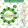 St. Patrick's Day wooden wreath set of 3 pieces, featuring laser engraved clover signs. - Shamrock Wreath 3 Pcs with Rope