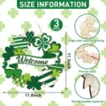 Wooden clover spring wreath variant, green and white hanging decoration, 3 pcs set. - Shamrock Welcome Door Hanger 3 Pcs with Rope