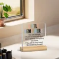 Plaque en acrylique carree avec socle en bois, decoration de bureau citation inspirante. - Style 126