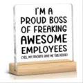 Acrylic desk plaque with wooden base, funny boss quote office decor gift for leader. - Style 70