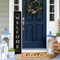 Panneau de porche de bienvenue vertical en bois ferme rustique décoration de porte - Lot de 3 / Base Noire Bienvenue (Style 24)
